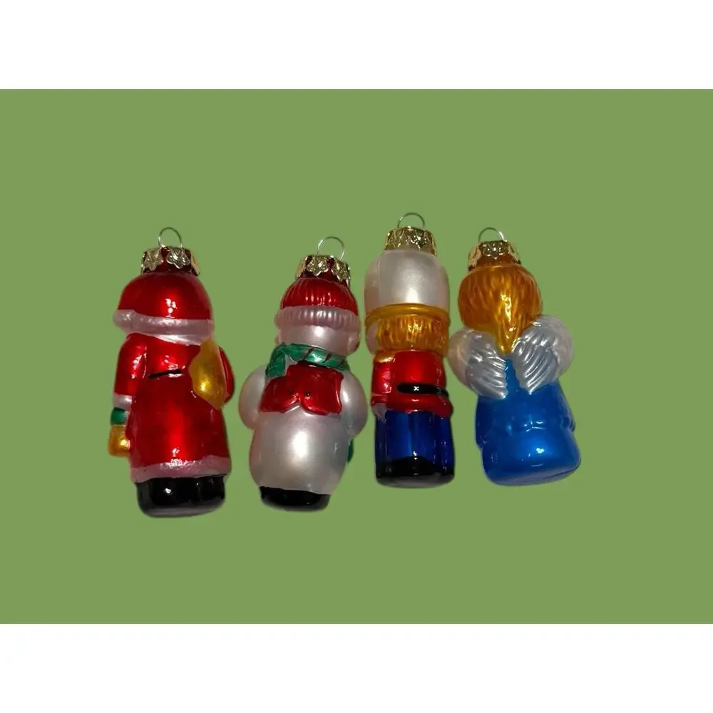 Vtg‎ Silvestri Set Of 4 Glass Christmas Ornament Santa Snowman Angel Nutcracker
